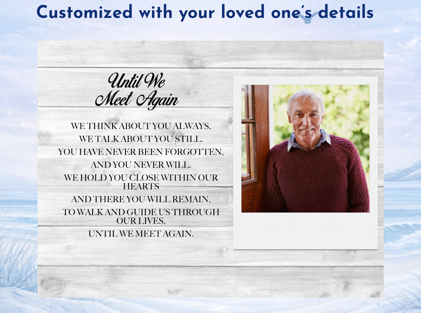 custom memorial plaque with photo and quote