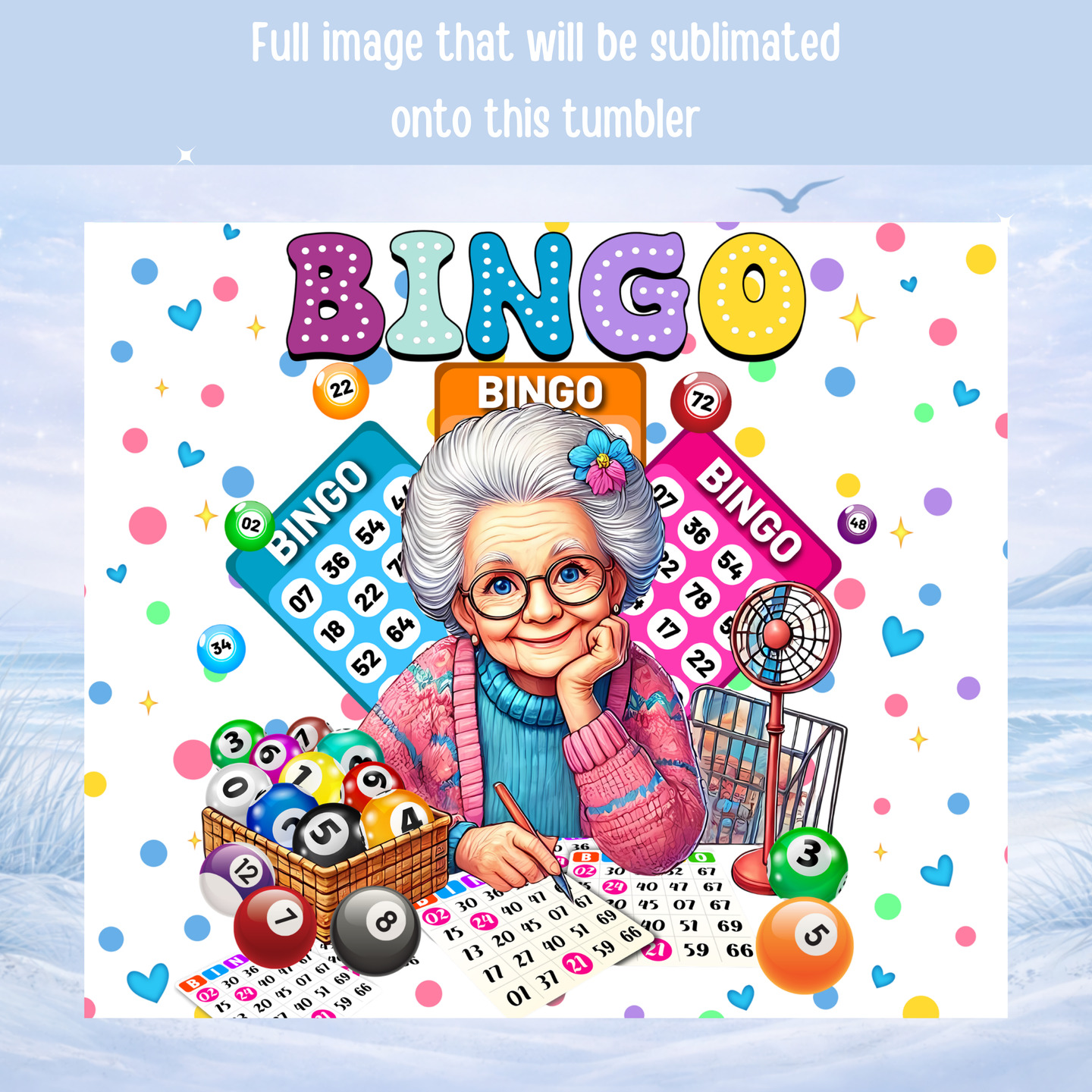 cute bingo grandma skinny tumbler