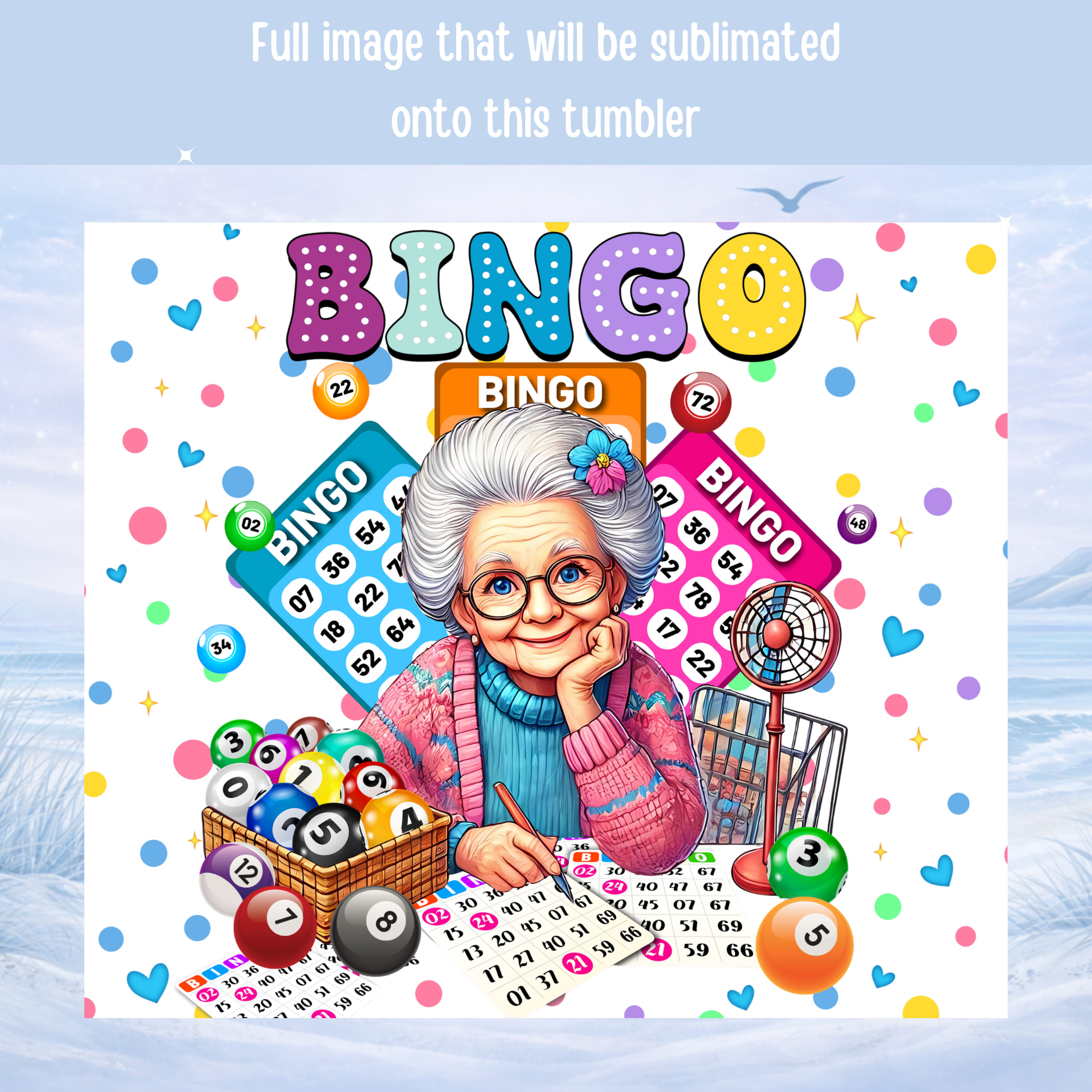 cute bingo grandma skinny tumbler