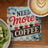 Coaster with "Need More Coffee" text and coffee cup latte art.