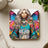 Square coaster with a woman's portrait featuring butterfly wings and the text "Be the one who decided to fly".