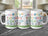 Three white mugs with "Happy Father's Day" text and cartoon drawings.