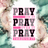 Pray on it, pray over it, pray through it text with checkered pattern.