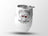 White tumbler with "Wine is cheaper than therapy" text and wine glasses.