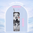 Tumbler with Betty Boop design and dimensions on a light blue background