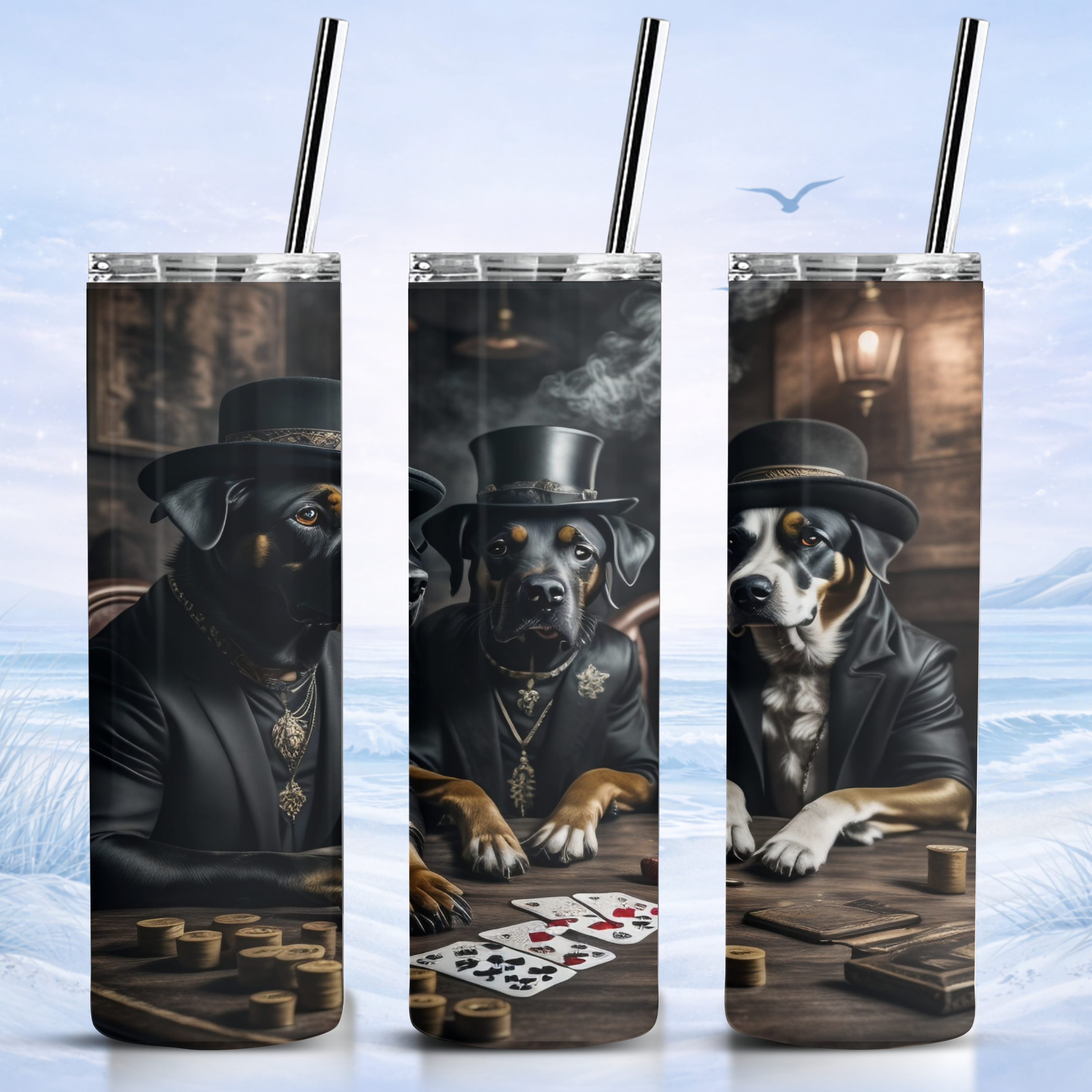 dog poker tumbler stainless steel