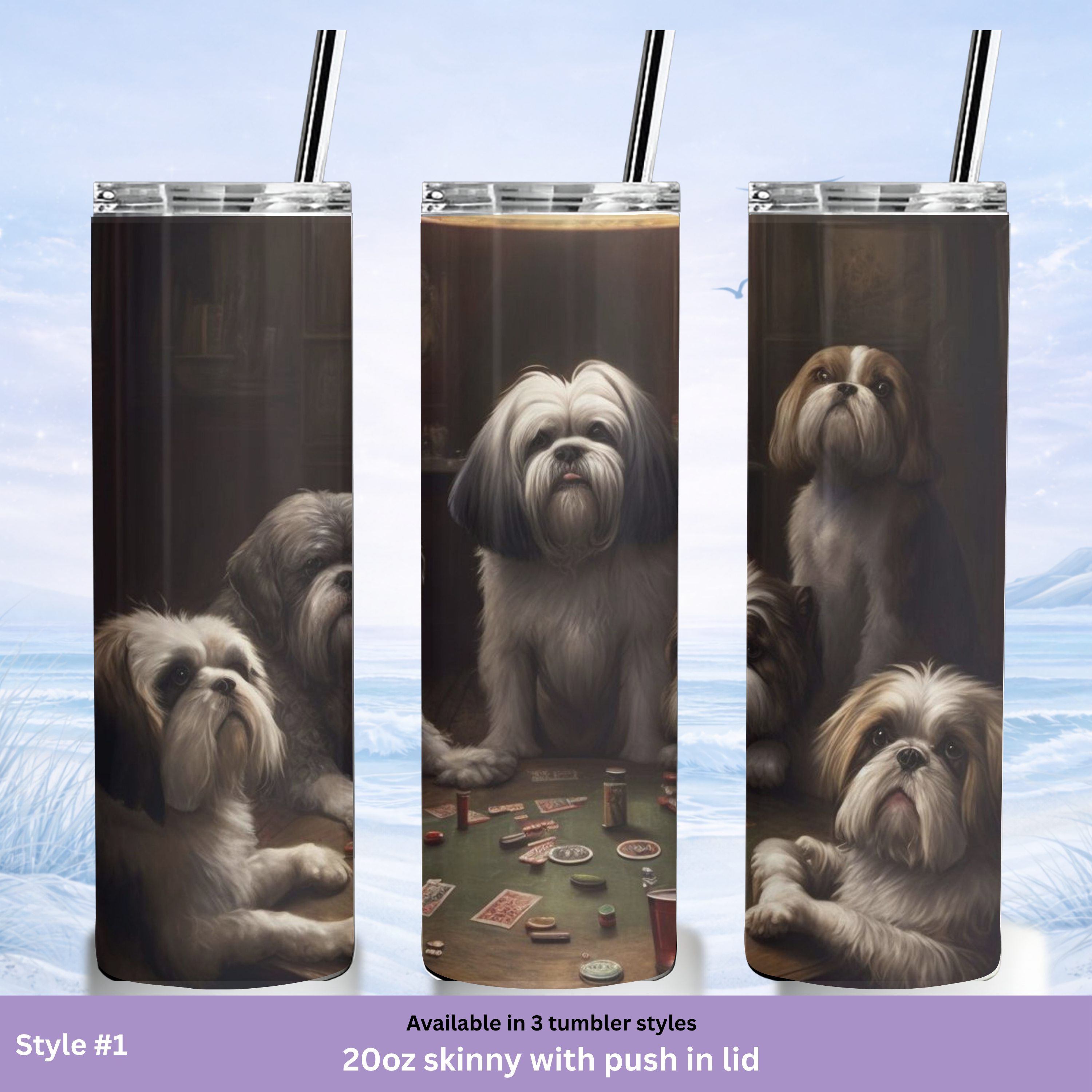 dogs playing poker drink tumbler