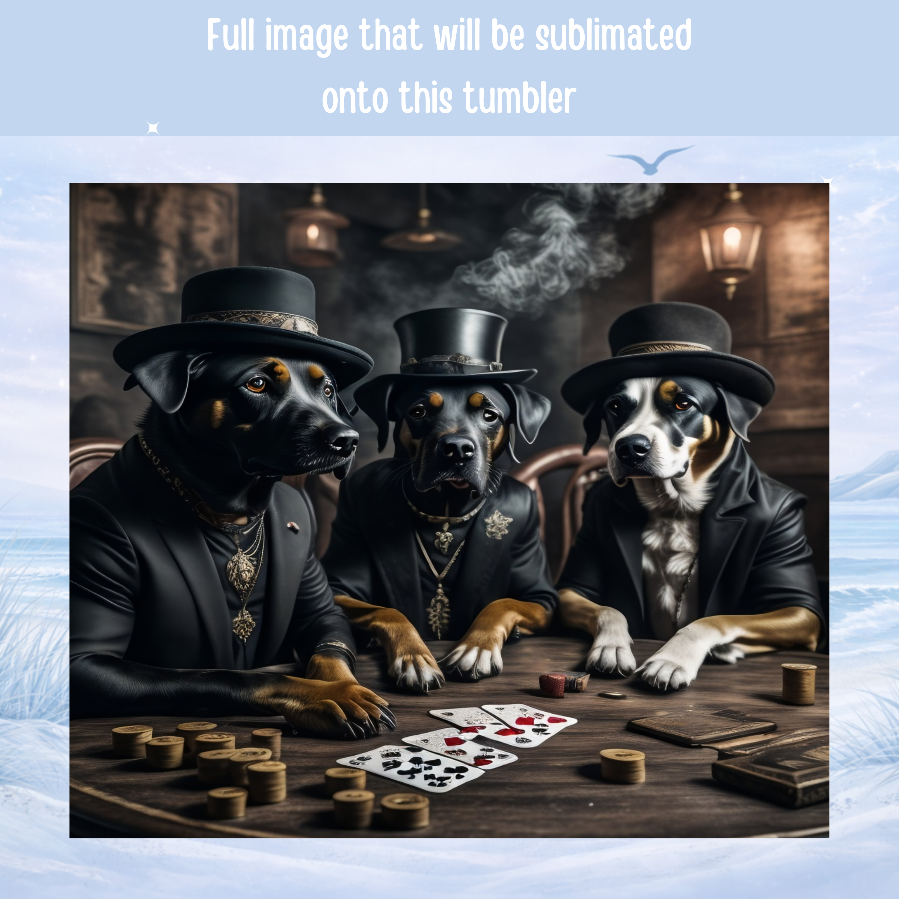 dogs playing poker tumbler design