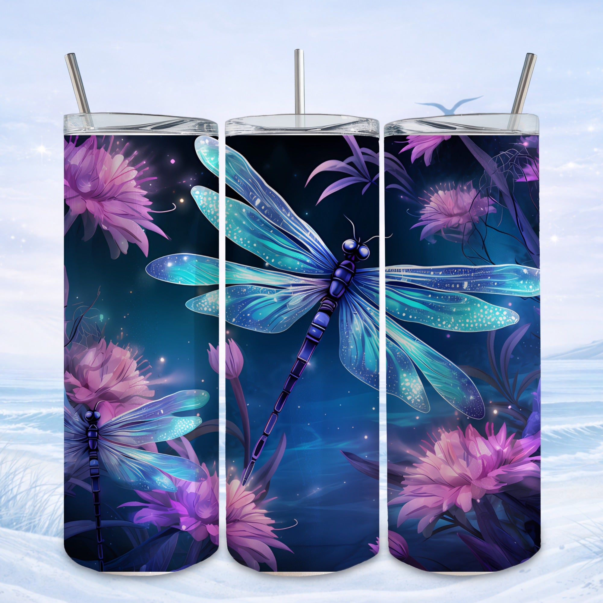dragonfly tumbler magical nature design