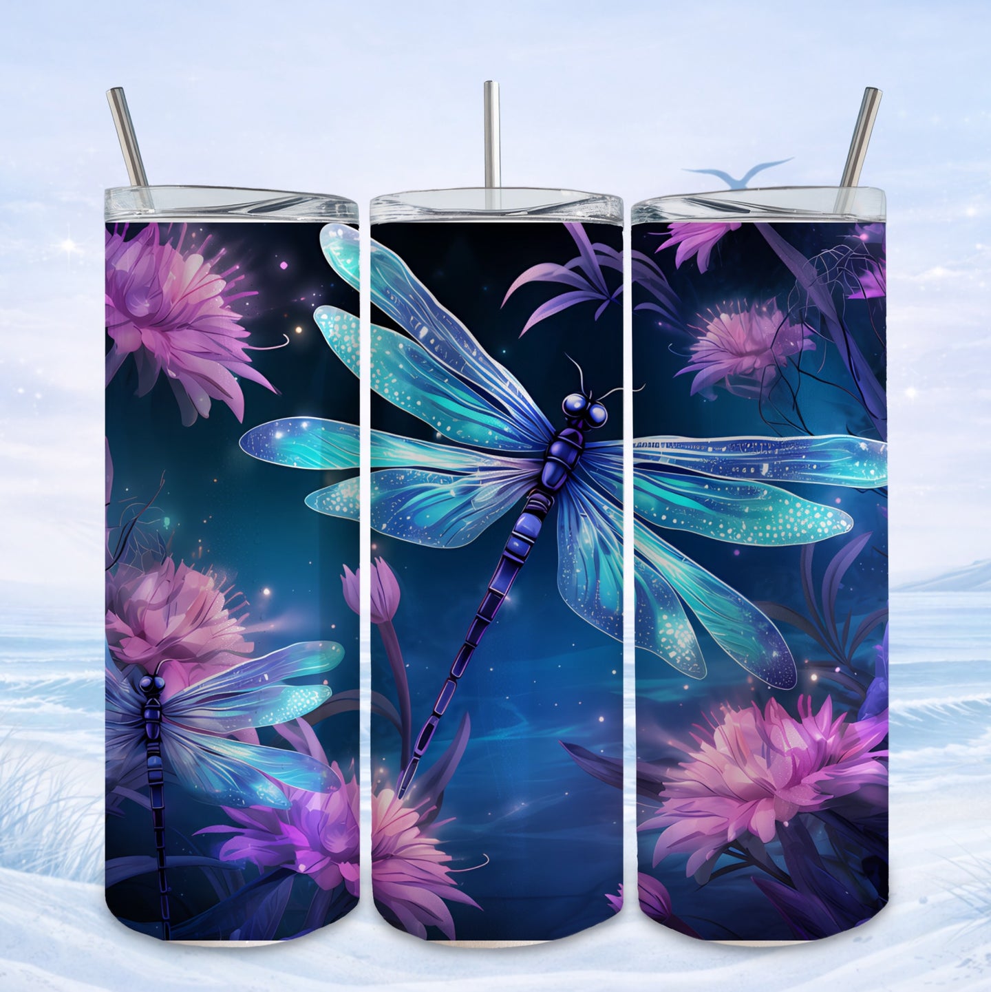 dragonfly tumbler magical nature design