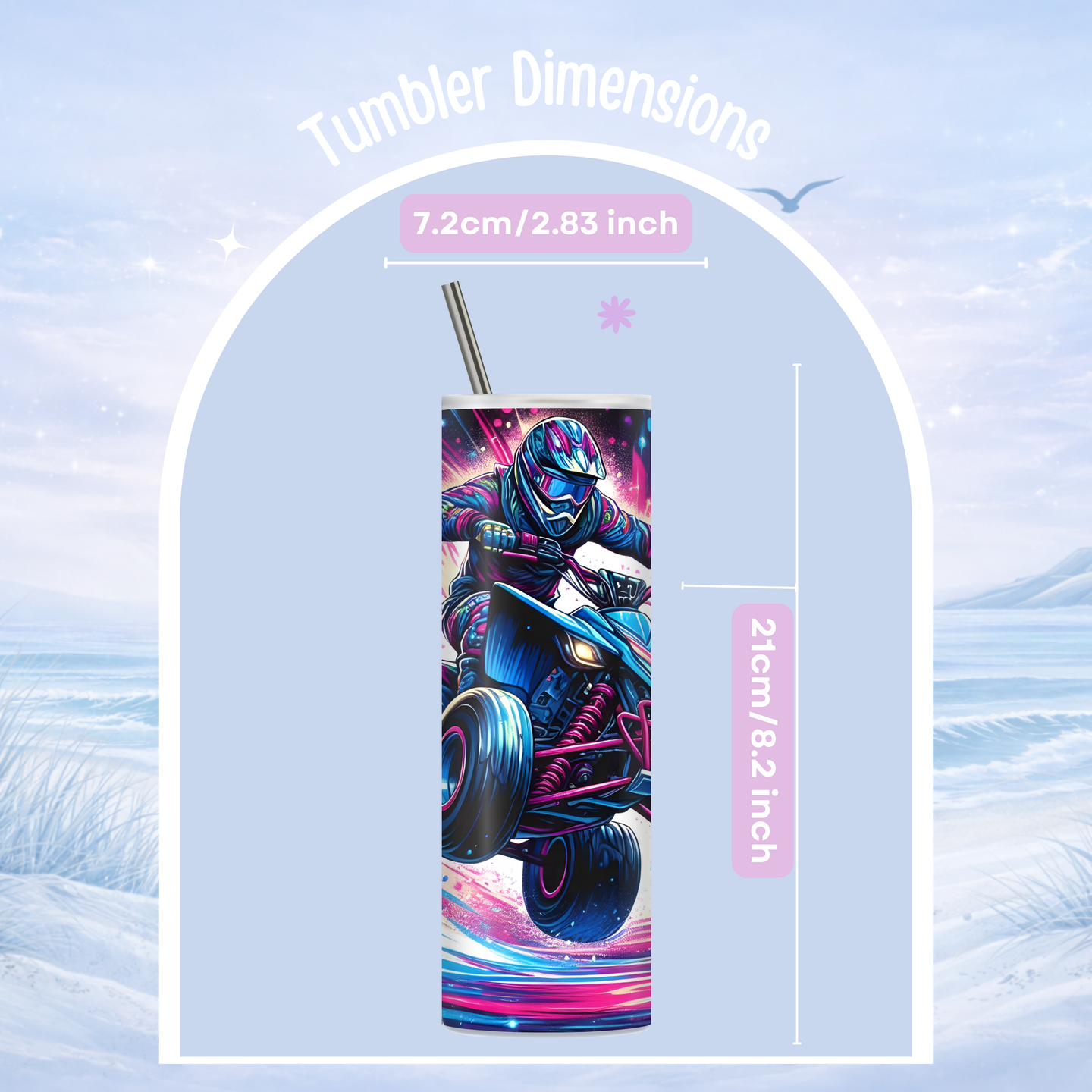 dune rider tumbler colorful neon ATV action design