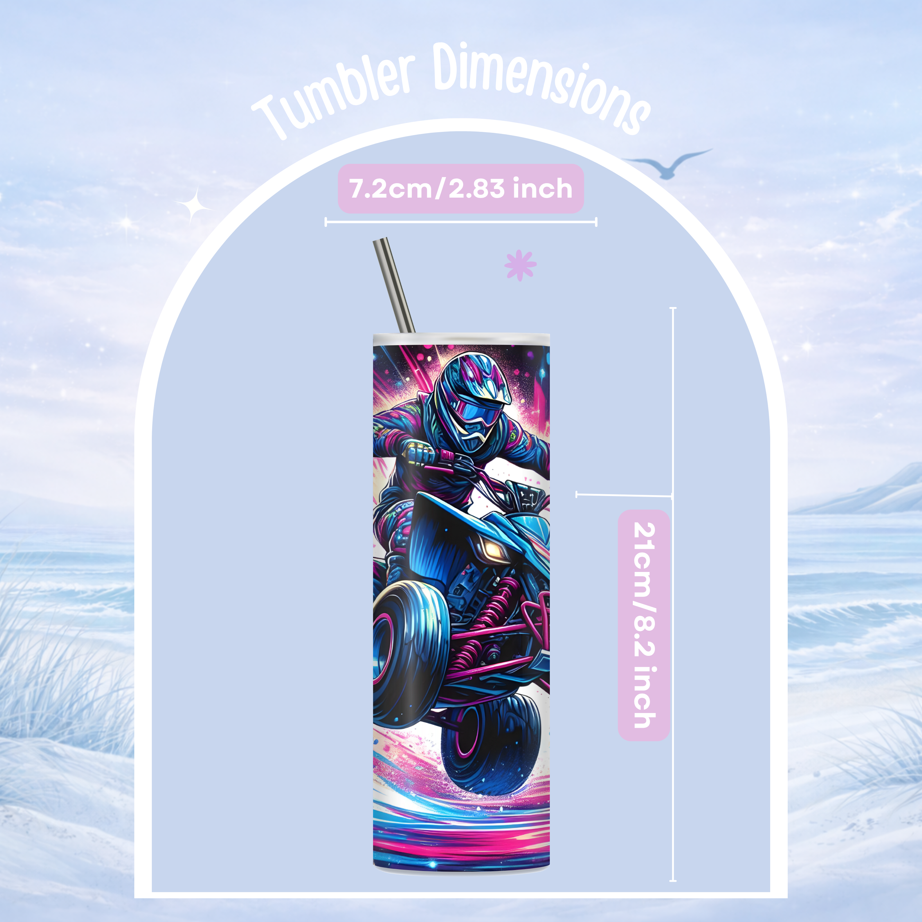 dune rider tumbler colorful neon ATV action design