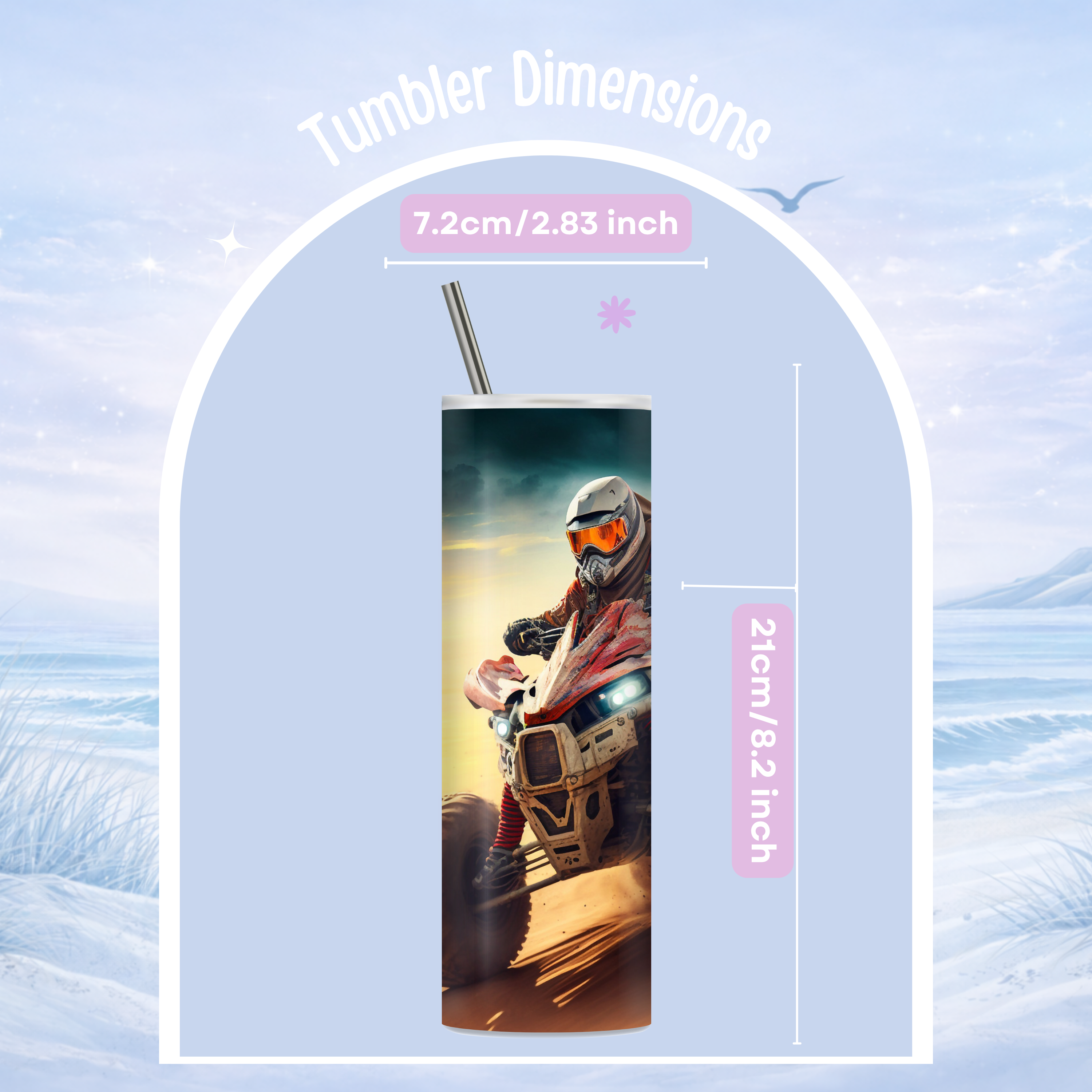 dune rider tumbler sand spray ATV action drinkware