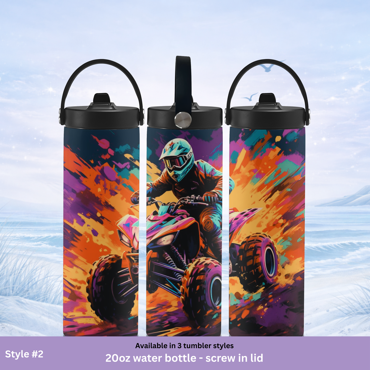 dune riding ATV tumbler colorful motorsports drinkware