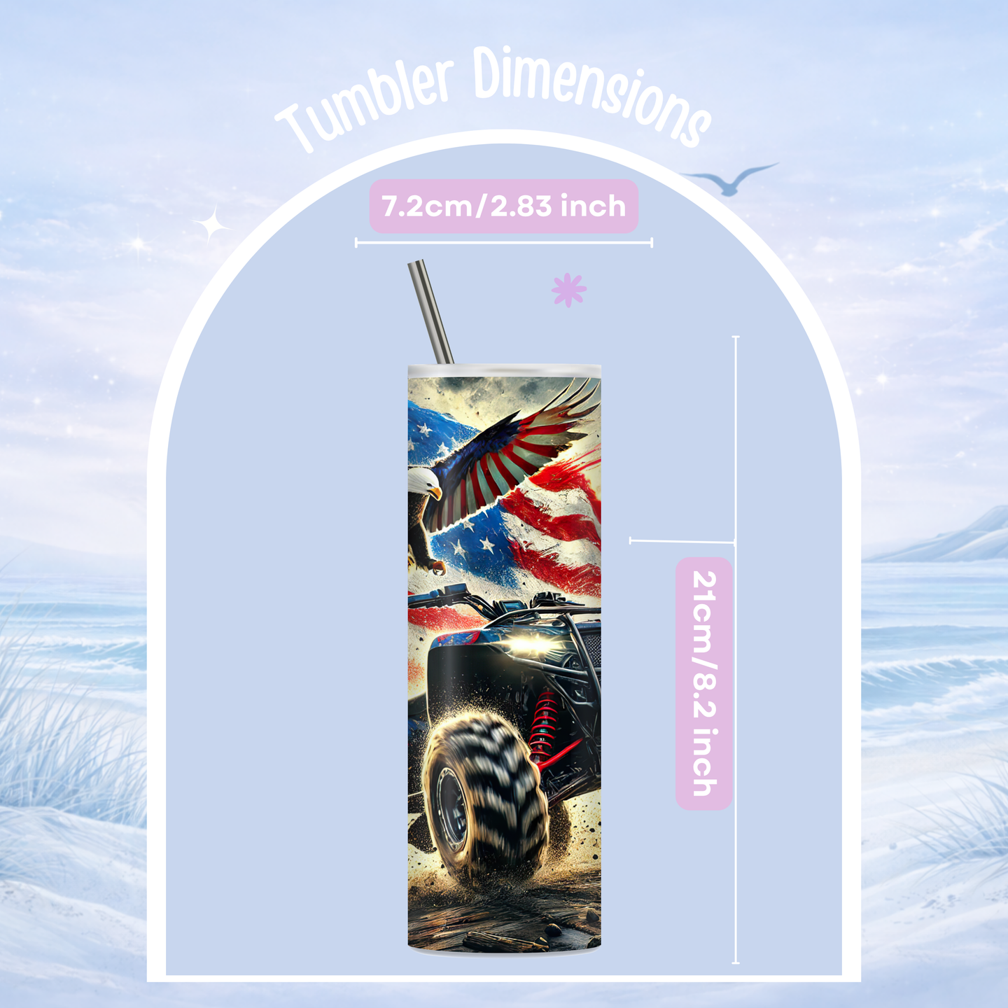 dune riding patriotic tumbler ATV eagle American flag