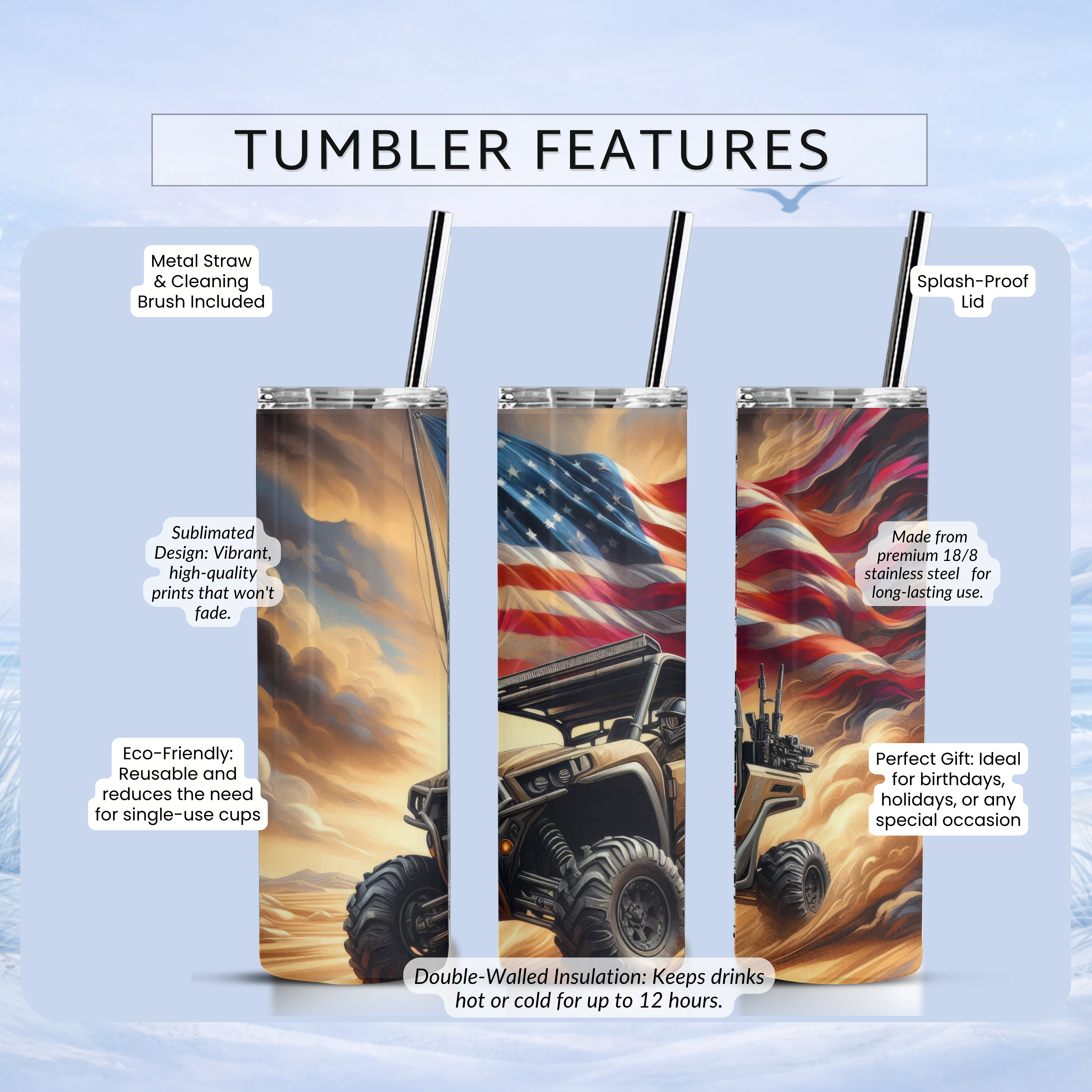 dune riding tumbler patriotic UTV off road adventure design