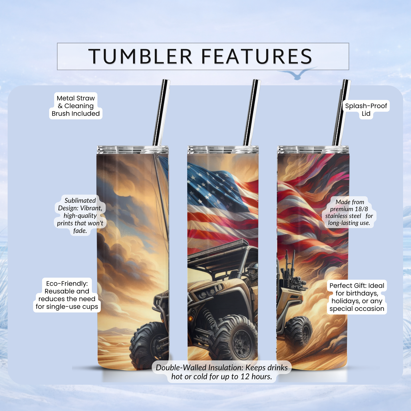 dune riding tumbler patriotic UTV off road adventure design