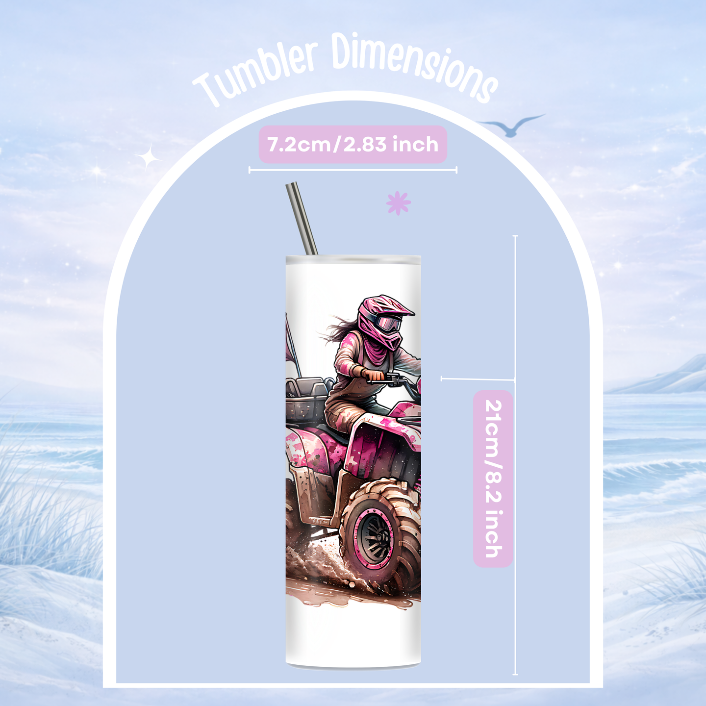 dune riding womens tumbler ATV mud splash design