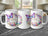 Three white mugs featuring a "Happy Birthday" design with butterflies and floral wreath.