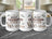 Three white mugs with "Best Grandpa Ever" and graphics of rocking chairs and glasses.