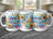 Three mugs with "Best Mom Ever" and floral design.
