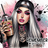 Woman with tattoos, bright makeup, and iced coffee, wearing a baseball cap.