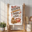 Kitchen towel with "In this kitchen we bake with love" text, cookies, and baking tools.