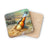 Coaster with bottle of beer splashing in ocean waves and text "always time for another beer".