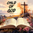 Open Bible and cross against a sunset with flowers and text "Child of God".