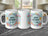 White mug with "Happy Birthday to You" in floral wreath.