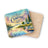 Coaster with serene lake camping scene and "Camping Life" text.
