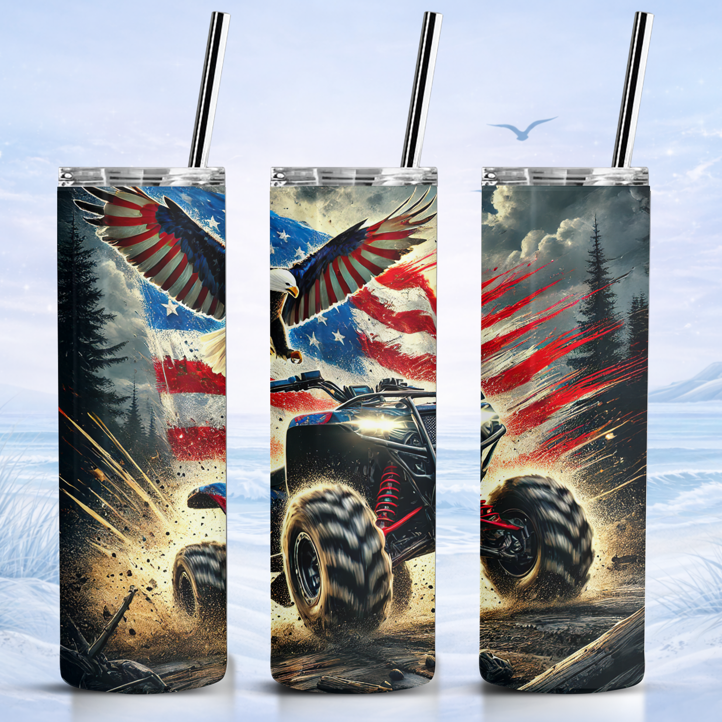 eagle flag ATV tumbler patriotic off road rider design