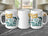Three white mugs displaying "Good Things Come to Those Who Bait" fishing design.