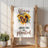 Kitchen towel with sunflowers, butterflies, and "Bloom Where You Are Planted" text.