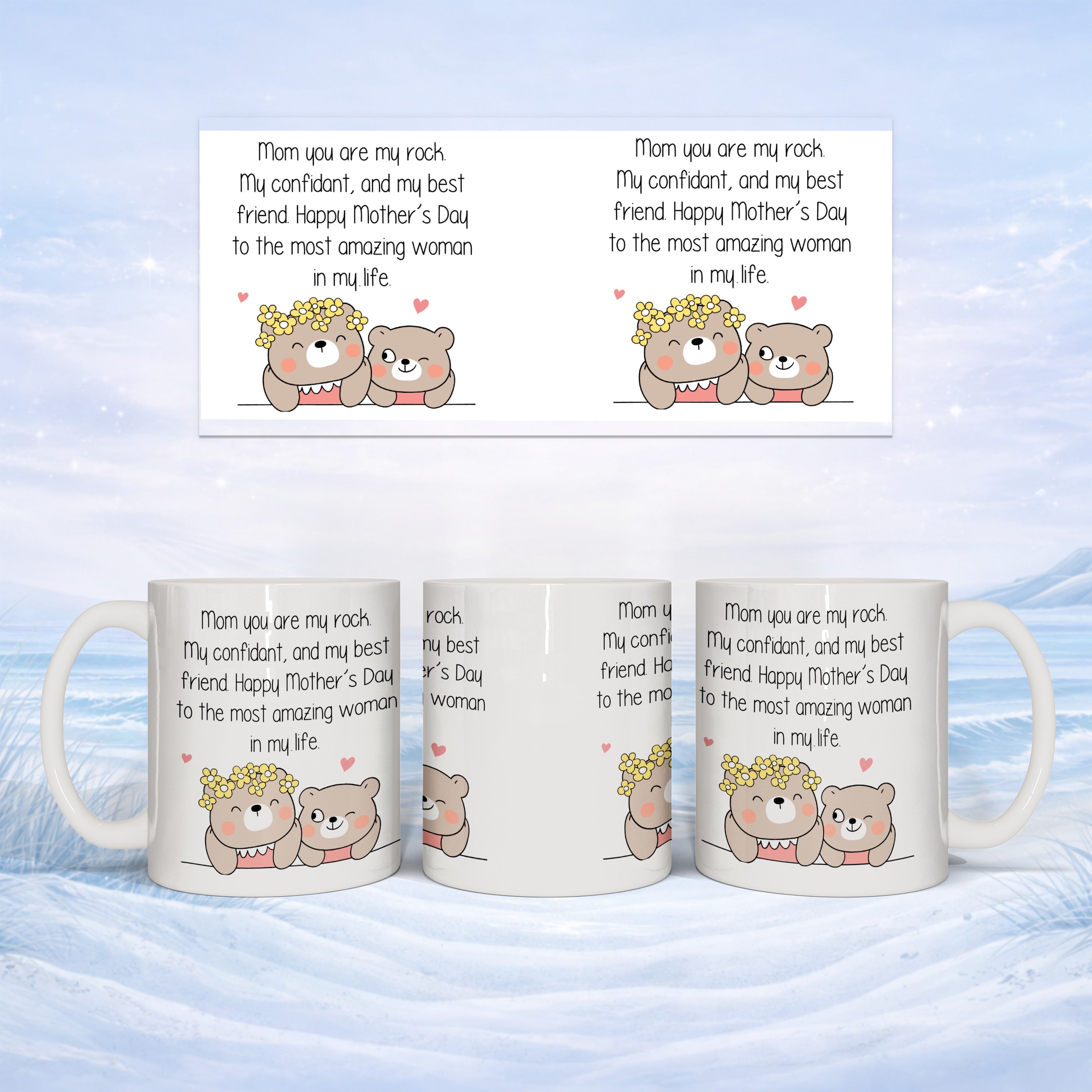 Mugs with bears and Mother's Day message.