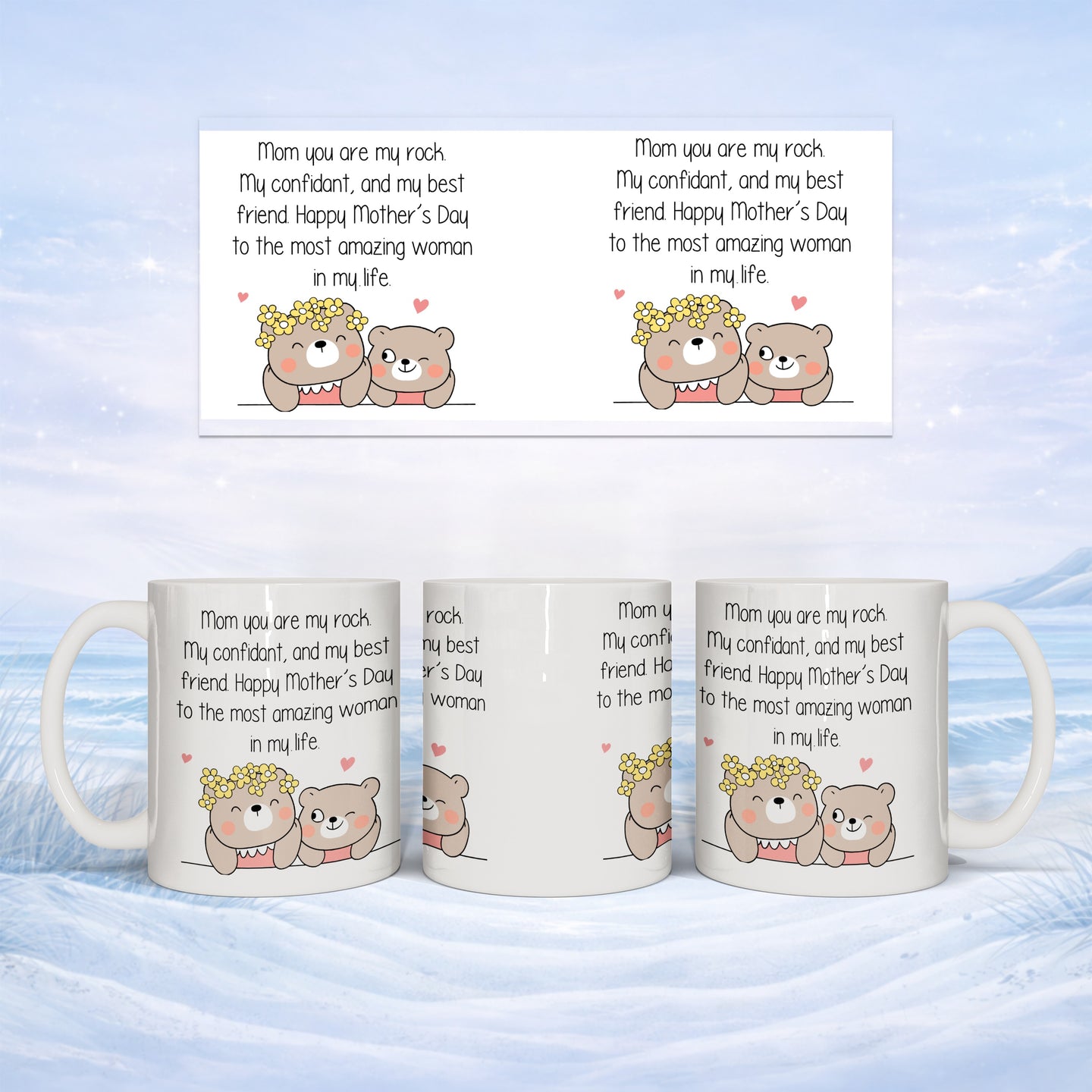 Mugs with bears and Mother's Day message.