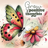 Watercolor butterfly with "Grow positive thoughts" text over pink and yellow flowers.