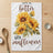 Kitchen towel with sunflowers and text "Life is better with sunflowers".