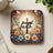 Cross with "faith" text, surrounded by flowers and glowing light.