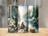 Three tumblers featuring a serene forest fishing scene with people by a lake.