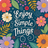 "Enjoy Simple Things" text with colorful floral border on dark background.