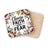 Coasters with "Choose Faith over Fear" text and floral border.