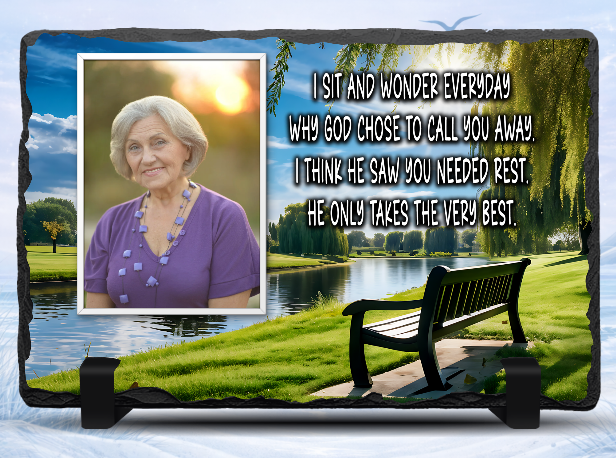 faith based memorial photo slate personalized