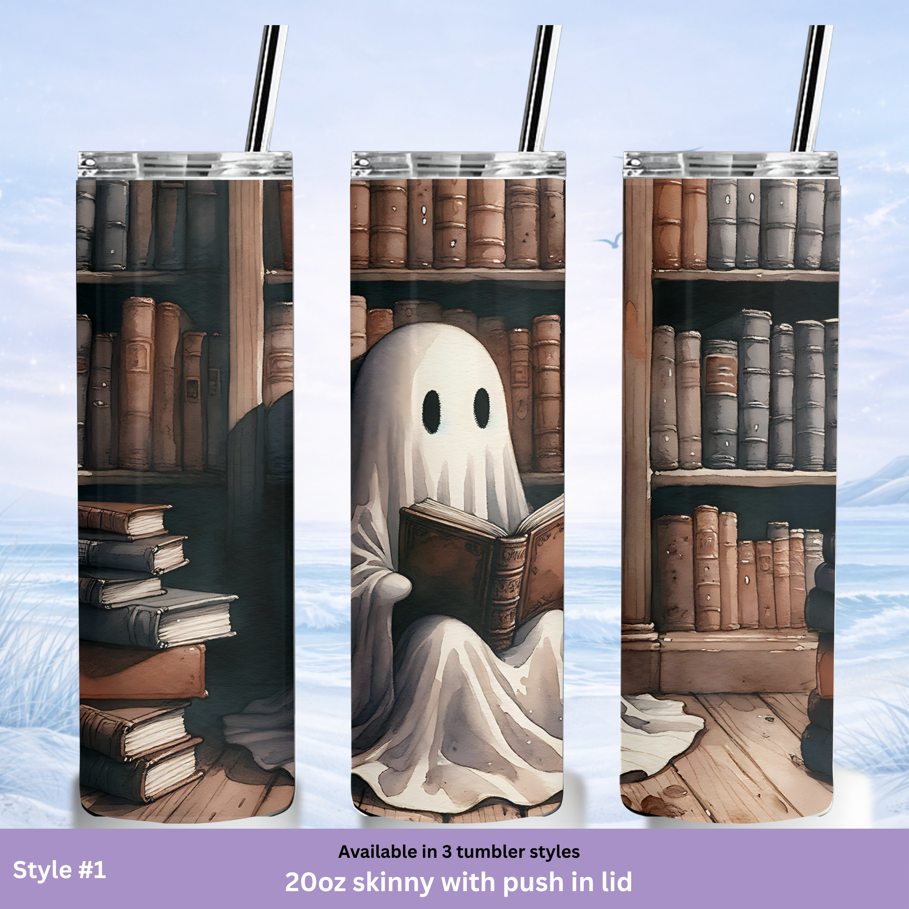 fall spooky tumbler book lover gift idea