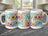 Three mugs display "Mama" in script against a floral and heart pattern.