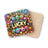 Coasters with "FEELING LUCKY" text and colorful bingo balls and lottery wheels.