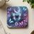 Glow-in-the-dark celestial butterfly coaster with moon and flowers.