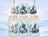 Polar bear family on ice floes with winter landscape background.