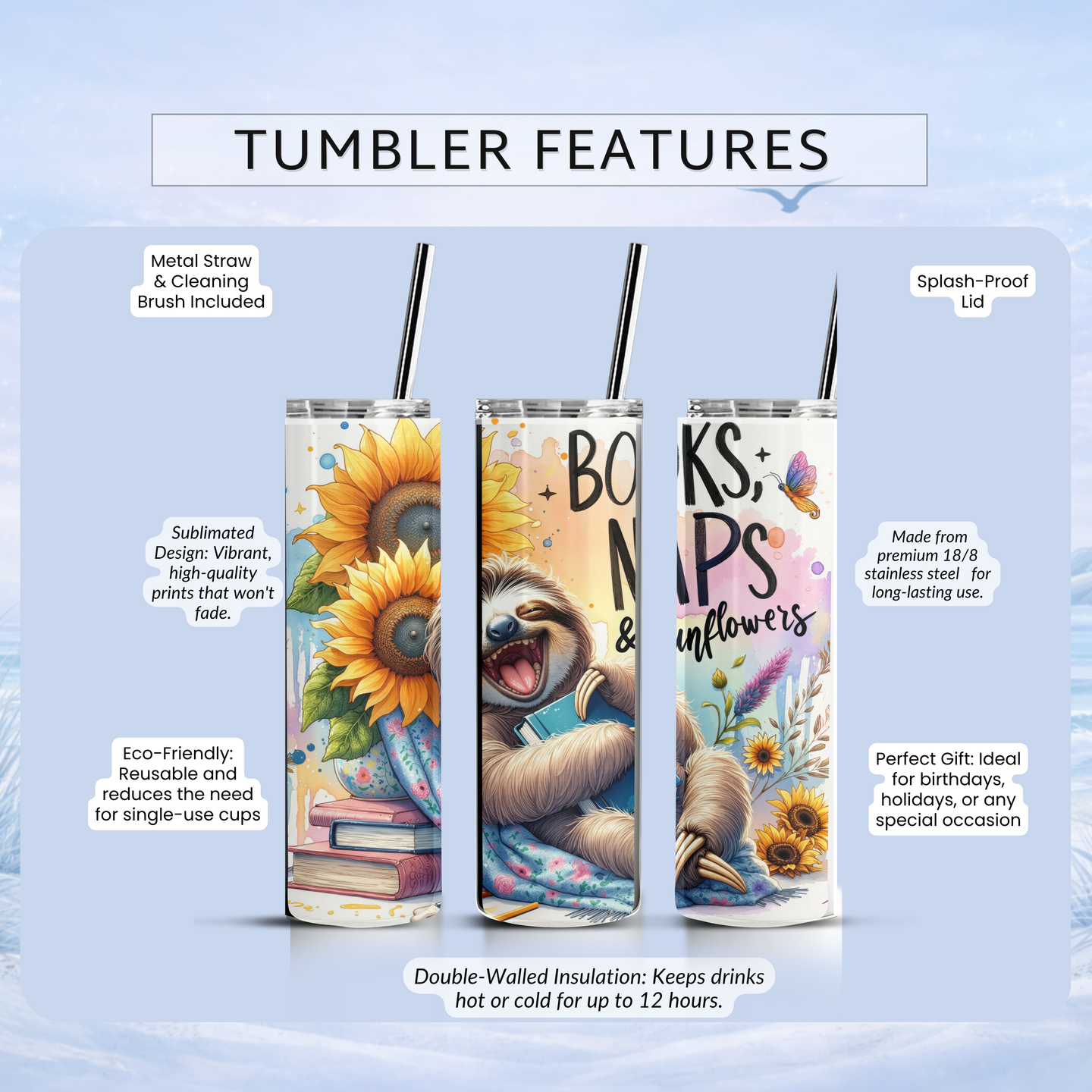 floral sunflower tumbler aesthetic insulated cup