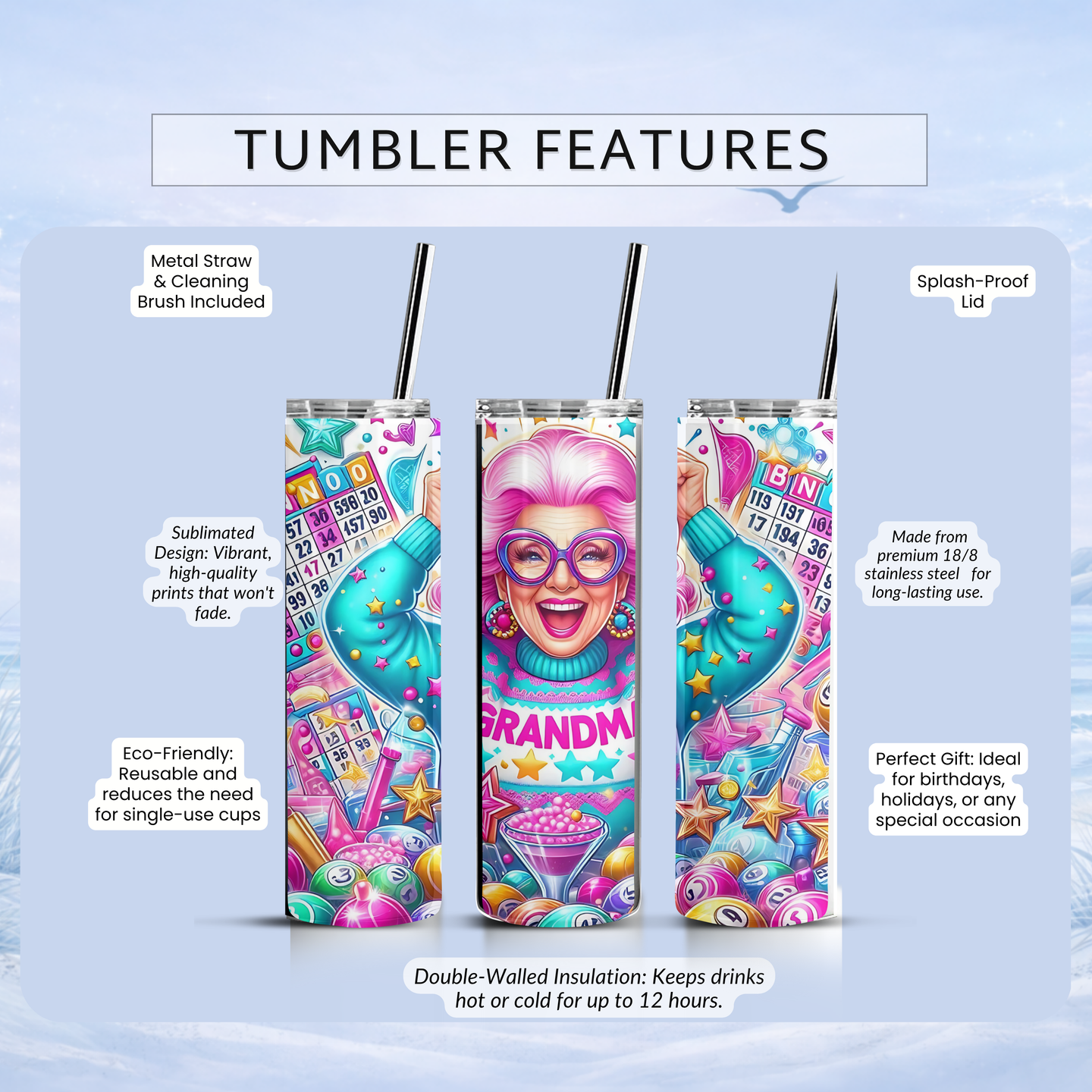 funny bingo tumbler 20 oz skinny